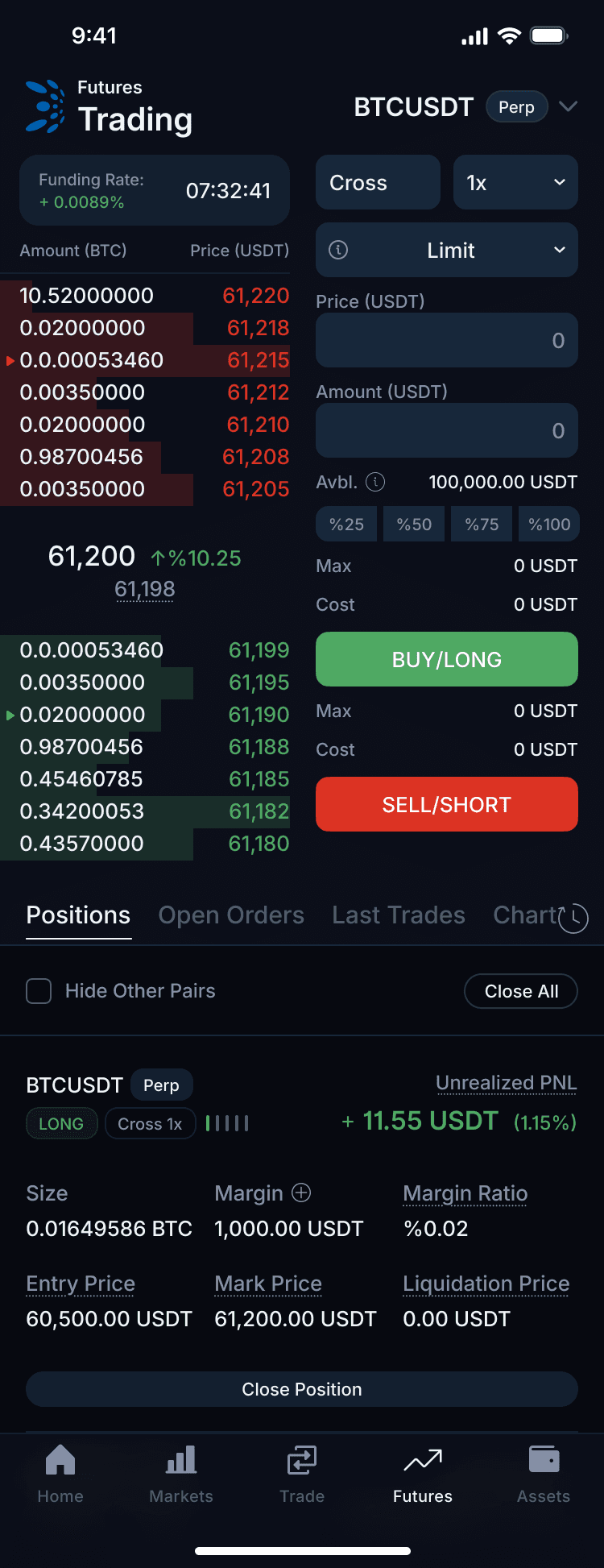 Futures trade view